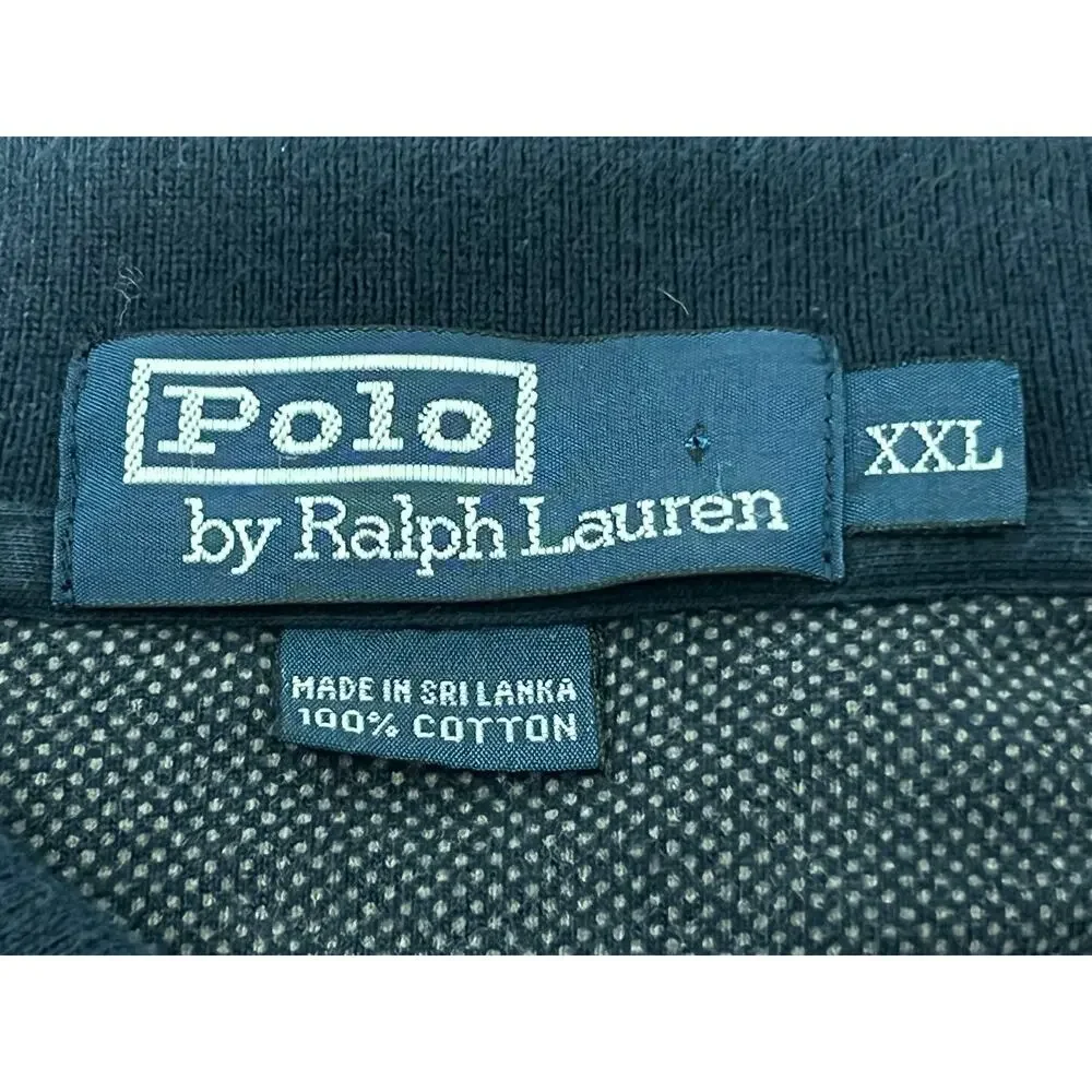 VTG Polo Ralph Lauren Long Sleeve Rugby Polo Shirt XL Navy Textured 90s Y2K